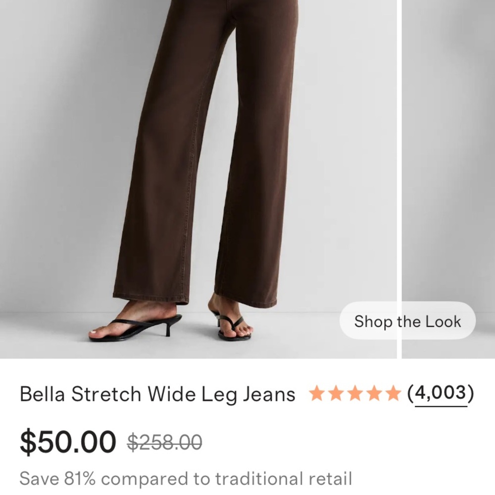 Quince Chocolate Brown Bella Stretch Wide Leg Denim